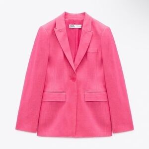 Zara Hot Pink Fuschia Single-Button Blazer Jacket